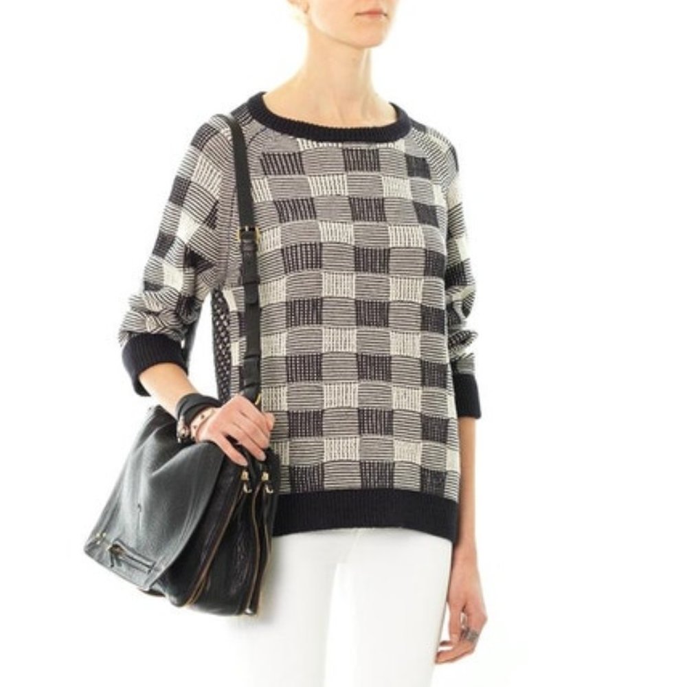 MARC BY MARC JACOBS Check and Mesh knit sweater